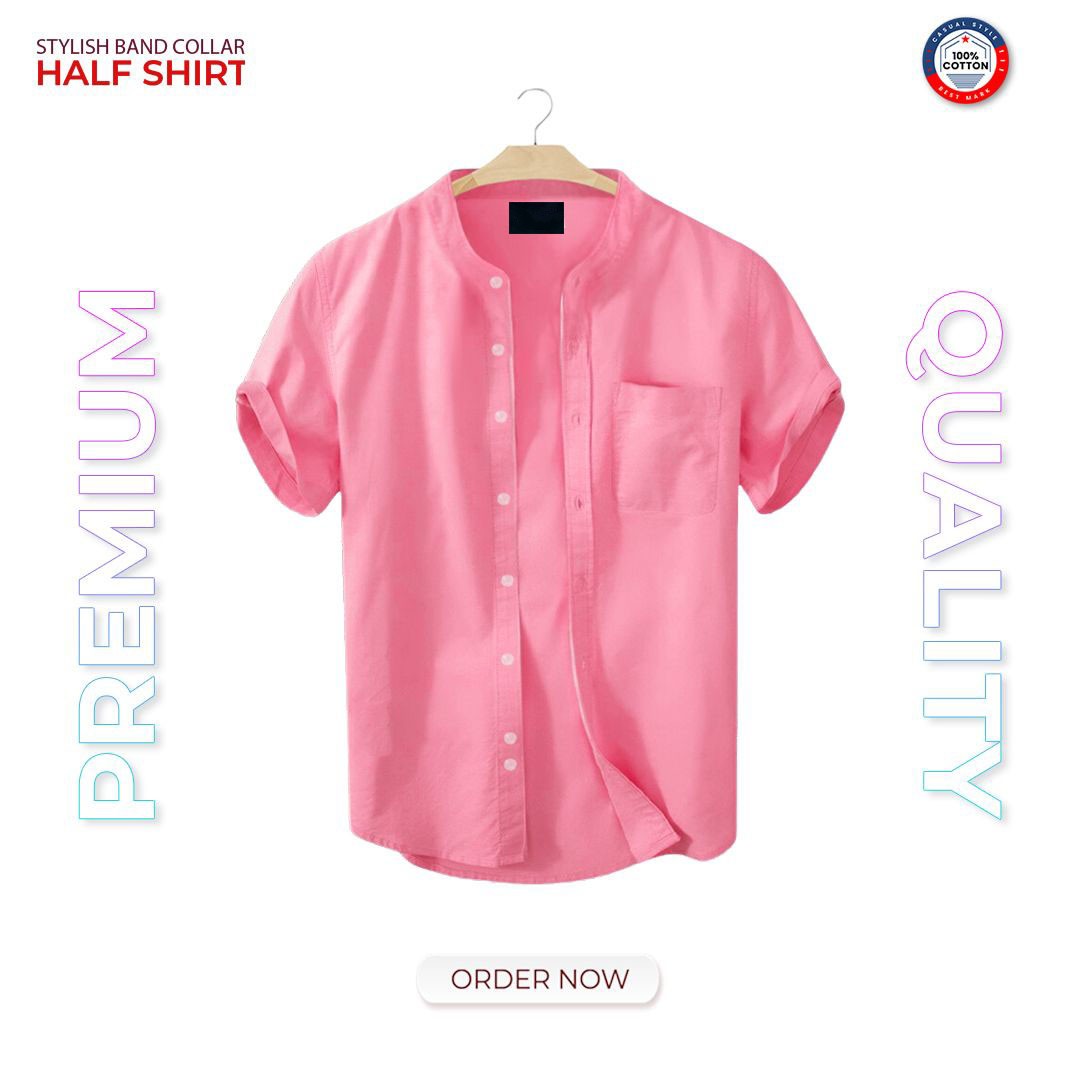 Half Sleeve Band Collar Shirt