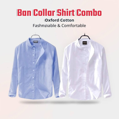 Oxford cotton fabrics Band Collar