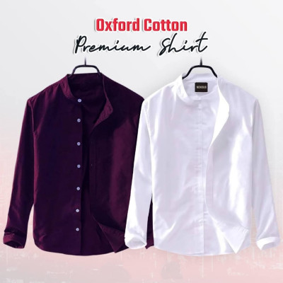 Oxford cotton fabrics Band Collar