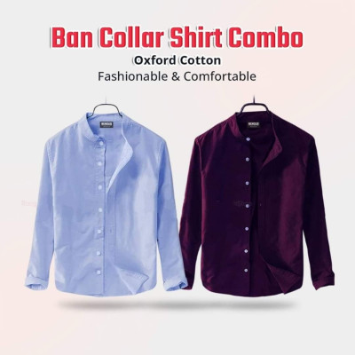 Oxford cotton fabrics Band Collar