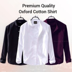 Oxford cotton fabrics Band Collar