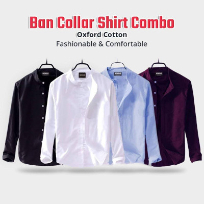 Oxford cotton fabrics Band Collar