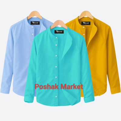 Oxford cotton fabrics Band Collar