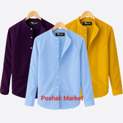 Oxford cotton fabrics Band Collar