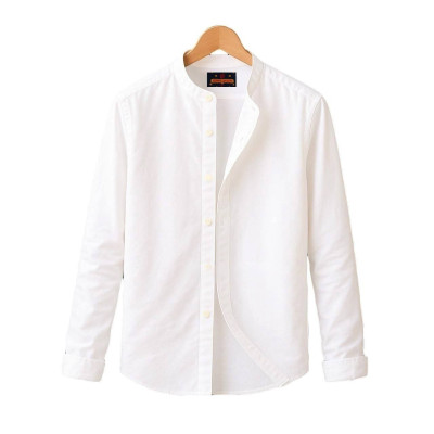 Oxford cotton fabrics Band Collar WHITE