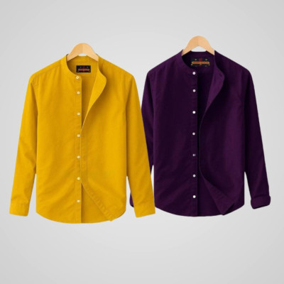 Oxford cotton fabrics Band Collar