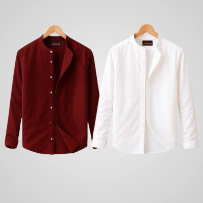 Oxford cotton fabrics Band Collar