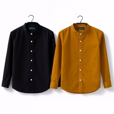 Oxford cotton fabrics Band Collar