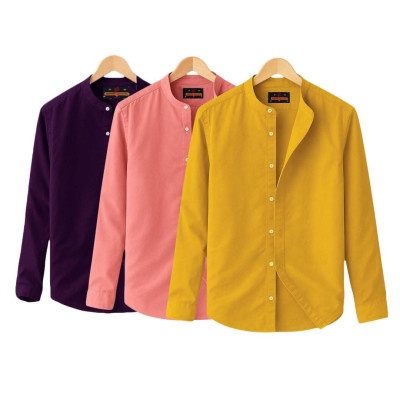 Oxford cotton fabrics Band Collar