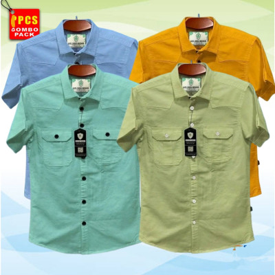 Half sleeve dubble pocket Shirt # Pest _ Sky _ Lemon _ Katali