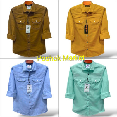 4 Pes Combo Premium Quality  Double Pocket Shirt PEST _ SKY _ KATALI _ GRWAY