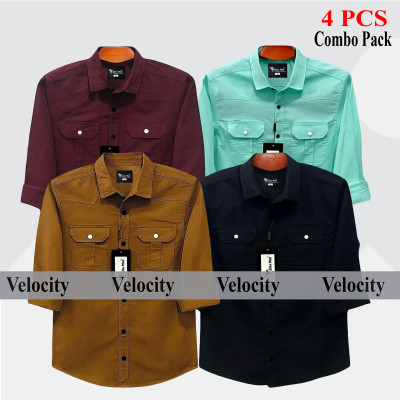 4 Pes Combo Premium Quality  Double Pocket Shirt
