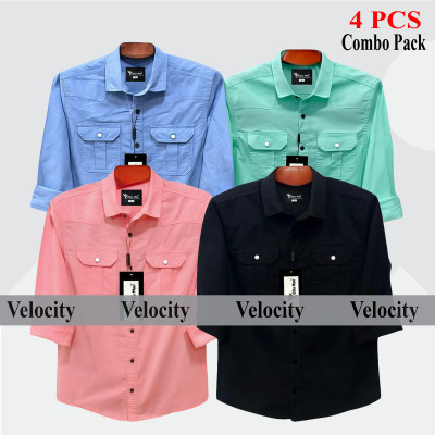 4 Pes Combo Premium Quality  Double Pocket Shirt