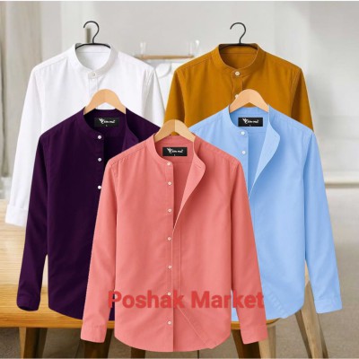 Oxford cotton fabrics Band Collar
