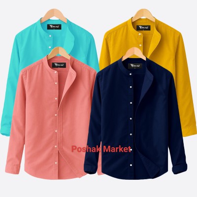 Oxford cotton fabrics Band Collar
