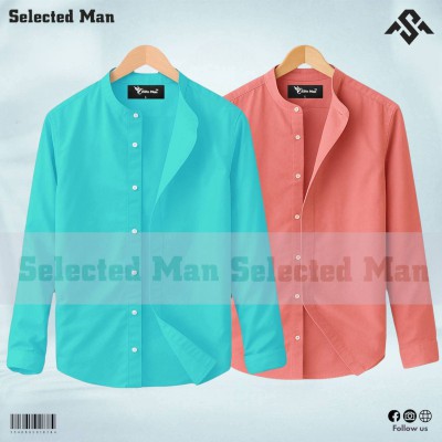 Oxford cotton fabrics Band Collar