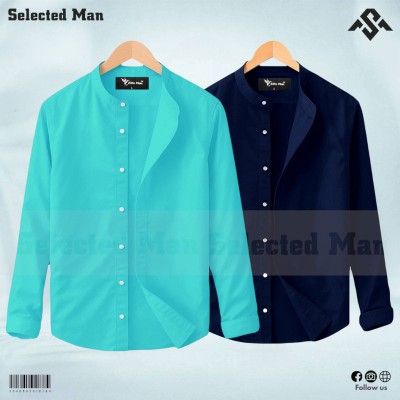 Oxford cotton fabrics Band Collar
