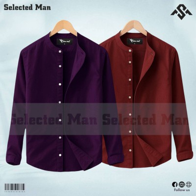 Oxford cotton fabrics Band Collar