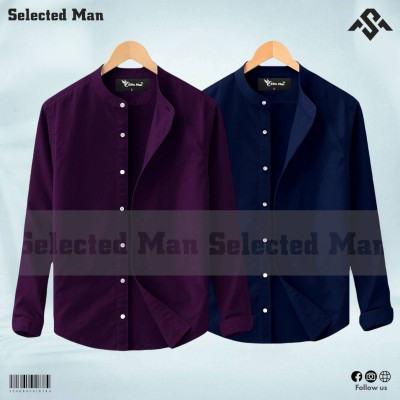 Oxford cotton fabrics Band Collar