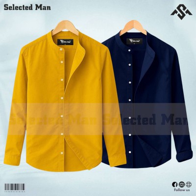 Oxford cotton fabrics Band Collar