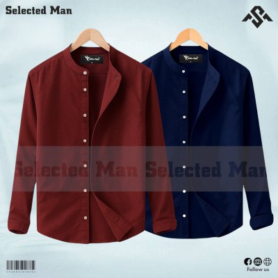 Oxford cotton fabrics Band Collar