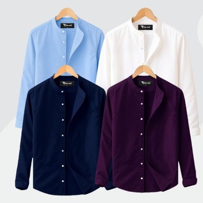 Oxford cotton fabrics Band Collar