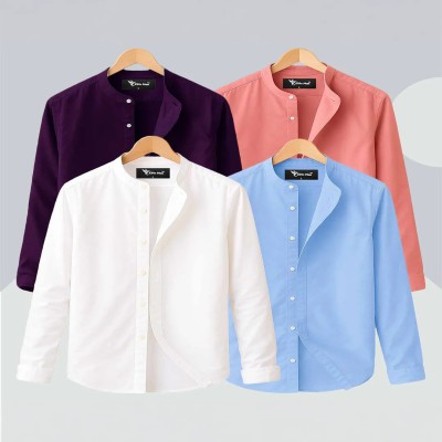Oxford cotton fabrics Band Collar