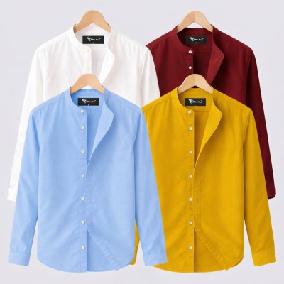 Oxford cotton fabrics Band Collar