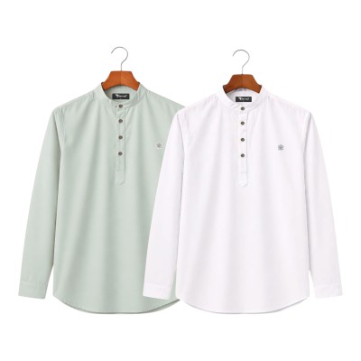 2pic Satin Fabric Premium Quality Katua For Men's - Lemon_ White