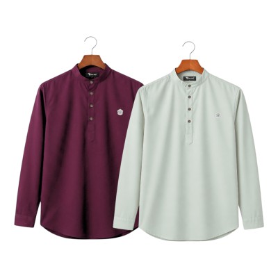 2pic Satin Fabric Premium Quality Katua For Men's - Lemon_ Purple
