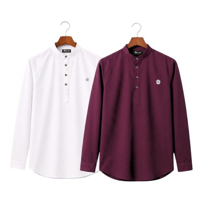 2pic Satin Fabric Premium Quality Katua For Men's - White _ Purple