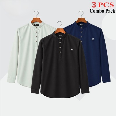 3pic Satin Fabric Premium Quality Katua For Men's - Lemon _NBy Blue    _ BLACK