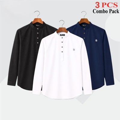 3pic Satin Fabric Premium Quality Katua For Men's - Nbu Blu   _BLACK     _ BLACK