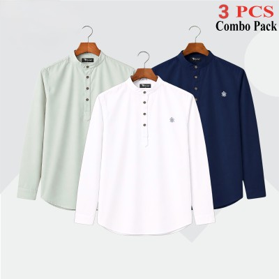 3pic Satin Fabric Premium Quality Katua For Men's - Lemon _NBy Blue    _ White