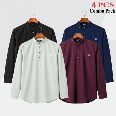 4pic Satin Fabric Premium Quality Katua For Men's - Lemon _NBy Blue    _ Purple _ BLACK