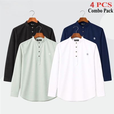4pic Satin Fabric Premium Quality Katua For Men's - Lemon _NBy Blue    _ White  _ BLACK