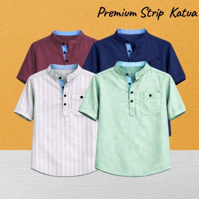 4 Premium Quality Cotton Stripe Fabrics Katua - ASHE - PURPLE _  LEMON_  NAVY BLUE