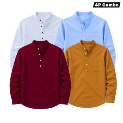 4p Combo Oxford Coton fabrics  Katua _  SKY BLUE   _  WHITE _ KATALI _ MAROON
