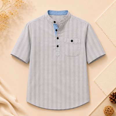 Premium Quality Cotton Stripe Fabrics Katua - Ash