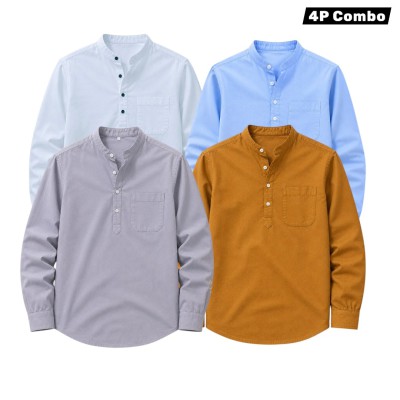 4p Combo Oxford Coton fabrics  Katua _  SKY BLUE   _  WHITE _ KATALI _ ASH