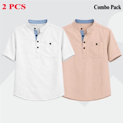 2 Premium Quality Cotton Stripe Fabrics Katua - WHITE _ CREAM