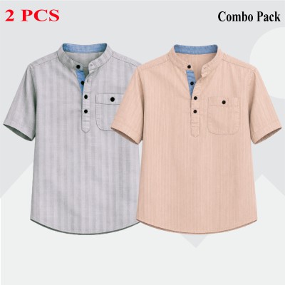 2 Premium Quality Cotton Stripe Fabrics Katua - ASH _ CREAM