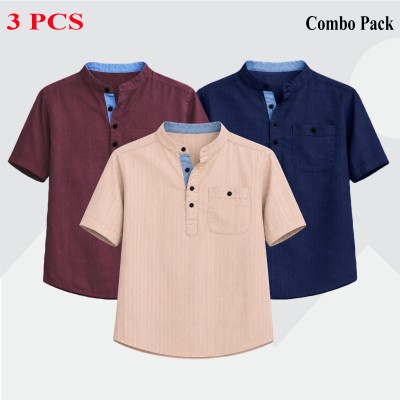 3 Premium Quality Cotton Stripe Fabrics Katua - MAROON  _ CREAM _ NAVY BLUE
