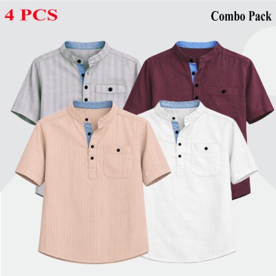 4 Premium Quality Cotton Stripe Fabrics Katua - ASHE - PURPLE _  CREAM_  WHITE