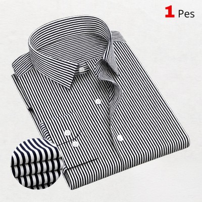 1 Premium Quality Stripe Formal Shirt - BLACK
