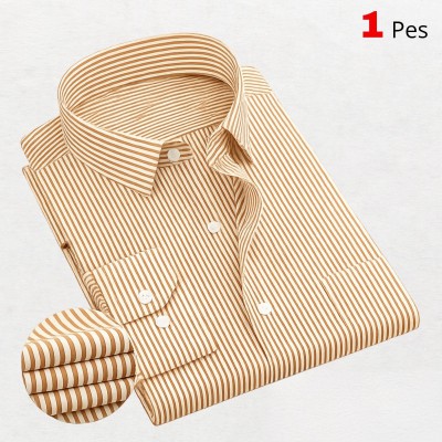 1 Premium Quality Stripe Formal Shirt - Orange