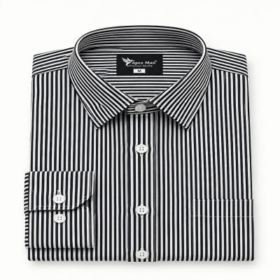 1 Premium Quality Stripe Formal Shirt - BLACK
