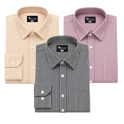 3 Premium Quality Stripe Formal Shirt - ORANGE _ BLACK _ MAROON