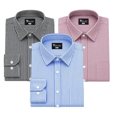 3 Premium Quality Stripe Formal Shirt - BLACK  _ SKY BLUE _ MAROON