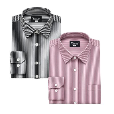 2 Premium Quality Stripe Formal Shirt - MAROON  _  BLACK
